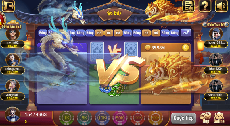 Rồng hổ đại chiến 68 game bài là trò chơi có luật chơi đơn giản